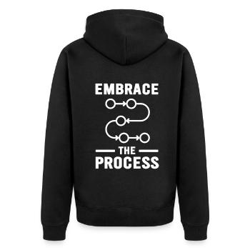 Le Kaizen japonais adopte le processus - Veste à capuche bio Premium Unisexe - noir - Dos - Nico (187cm)