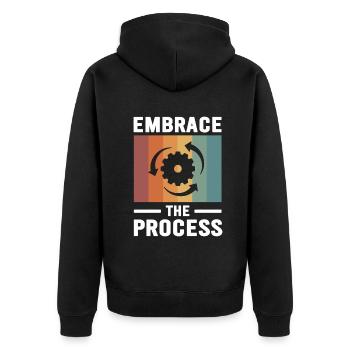 Le Kaizen japonais adopte le processus - Veste à capuche bio Premium Unisexe - noir - Dos - Nico (187cm)