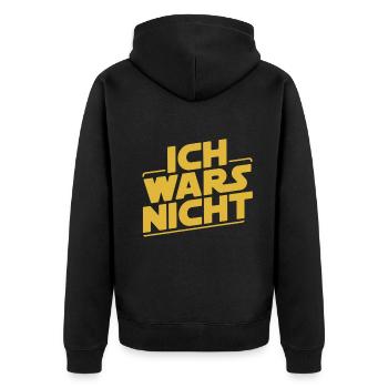 Ich Wars Nicht - Unisex Premium Organic Zip Hoodie - black - Back - Nico (187cm)