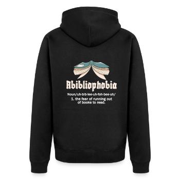 Abibliophobia Bookworm Reading Books - Unisex Premium Organic Zip Hoodie - black - Back - Nico (187cm)