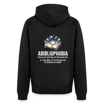 Abibliophobia Bookworm Reading Books - Unisex Premium Organic Zip Hoodie - black - Back - Nico (187cm)