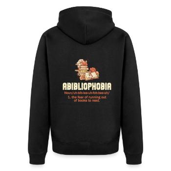 Abibliophobia Bookworm Reading Books - Unisex Premium Organic Zip Hoodie - black - Back - Nico (187cm)