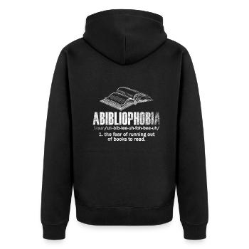 Abibliophobia Bookworm Reading Books - Unisex Premium Organic Zip Hoodie - black - Back - Nico (187cm)
