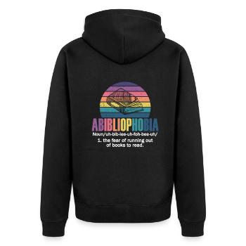Abibliophobia Bookworm Reading Books - Unisex Premium Organic Zip Hoodie - black - Back - Nico (187cm)