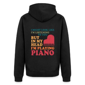 J’ai peut-être l’air d’écouter du piano - Veste à capuche bio Premium Unisexe - noir - Dos - Nico (187cm)