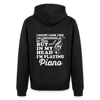 J’ai peut-être l’air d’écouter du piano - Veste à capuche bio Premium Unisexe - noir - Dos - Nico (187cm)