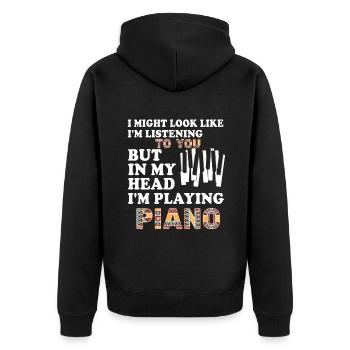 J’ai peut-être l’air d’écouter du piano - Veste à capuche bio Premium Unisexe - noir - Dos - Nico (187cm)