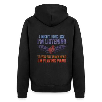 J’ai peut-être l’air d’écouter du piano - Veste à capuche bio Premium Unisexe - noir - Dos - Nico (187cm)