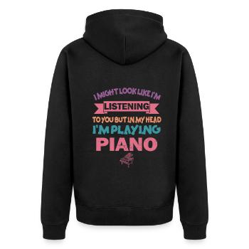 J’ai peut-être l’air d’écouter du piano - Veste à capuche bio Premium Unisexe - noir - Dos - Nico (187cm)