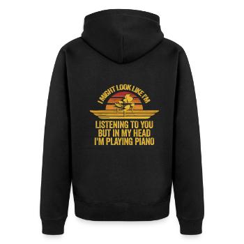 J’ai peut-être l’air d’écouter du piano - Veste à capuche bio Premium Unisexe - noir - Dos - Nico (187cm)