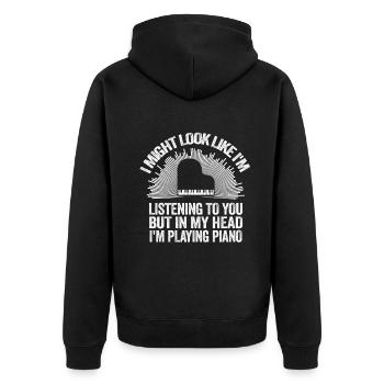 J’ai peut-être l’air d’écouter du piano - Veste à capuche bio Premium Unisexe - noir - Dos - Nico (187cm)