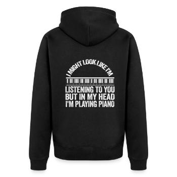 J’ai peut-être l’air d’écouter du piano - Veste à capuche bio Premium Unisexe - noir - Dos - Nico (187cm)