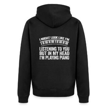 J’ai peut-être l’air d’écouter du piano - Veste à capuche bio Premium Unisexe - noir - Dos - Nico (187cm)