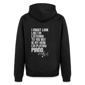J’ai peut-être l’air d’écouter du piano - Veste à capuche bio Premium Unisexe - noir - Dos - Nico (187cm)