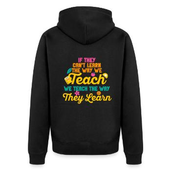 Autismus-Bewusstsein SPED Lehrer lernen - Unisex Premium Bio Zip Hoodie - Schwarz - Hinten - Nico (187cm)