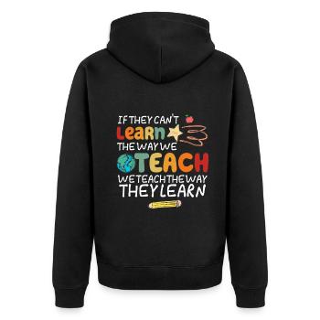 Autismus-Bewusstsein SPED Lehrer lernen - Unisex Premium Bio Zip Hoodie - Schwarz - Hinten - Nico (187cm)