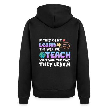 Autismus-Bewusstsein SPED Lehrer lernen - Unisex Premium Bio Zip Hoodie - Schwarz - Hinten - Nico (187cm)