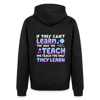 Autismus-Bewusstsein SPED Lehrer lernen - Unisex Premium Bio Zip Hoodie - Schwarz - Hinten - Nico (187cm)