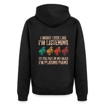 J’ai peut-être l’air d’écouter du piano - Veste à capuche bio Premium Unisexe - noir - Dos - Nico (187cm)