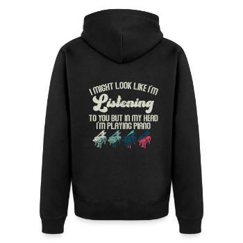 J’ai peut-être l’air d’écouter du piano - Veste à capuche bio Premium Unisexe - noir - Dos - Nico (187cm)