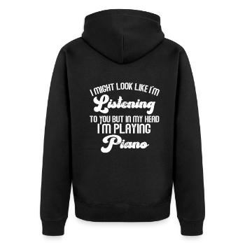 J’ai peut-être l’air d’écouter du piano - Veste à capuche bio Premium Unisexe - noir - Dos - Nico (187cm)