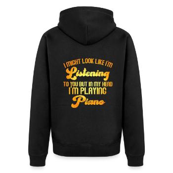 J’ai peut-être l’air d’écouter du piano - Veste à capuche bio Premium Unisexe - noir - Dos - Nico (187cm)