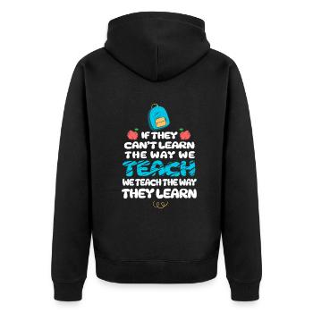 Autismus-Bewusstsein SPED Lehrer lernen - Unisex Premium Bio Zip Hoodie - Schwarz - Hinten - Nico (187cm)