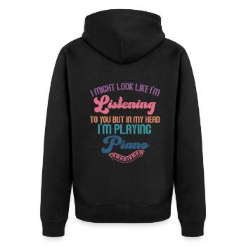 J’ai peut-être l’air d’écouter du piano - Veste à capuche bio Premium Unisexe - noir - Dos - Nico (187cm)