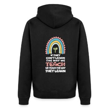 Autismus-Bewusstsein SPED Lehrer lernen - Unisex Premium Bio Zip Hoodie - Schwarz - Hinten - Nico (187cm)
