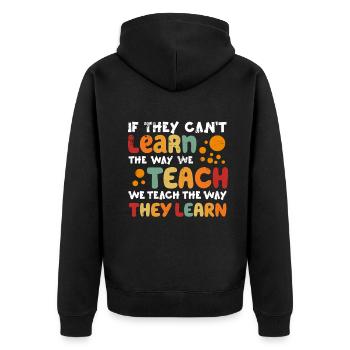 Autismus-Bewusstsein SPED Lehrer lernen - Unisex Premium Bio Zip Hoodie - Schwarz - Hinten - Nico (187cm)