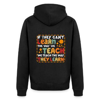 Autismus-Bewusstsein SPED Lehrer lernen - Unisex Premium Bio Zip Hoodie - Schwarz - Hinten - Nico (187cm)