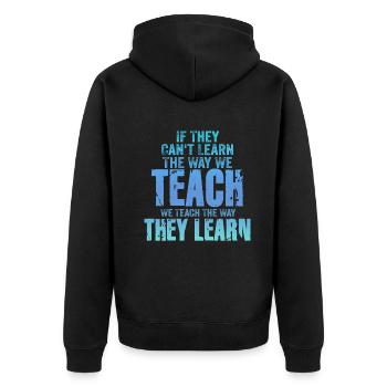 Autismus-Bewusstsein SPED Lehrer lernen - Unisex Premium Bio Zip Hoodie - Schwarz - Hinten - Nico (187cm)