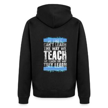 Autismus-Bewusstsein SPED Lehrer lernen - Unisex Premium Bio Zip Hoodie - Schwarz - Hinten - Nico (187cm)