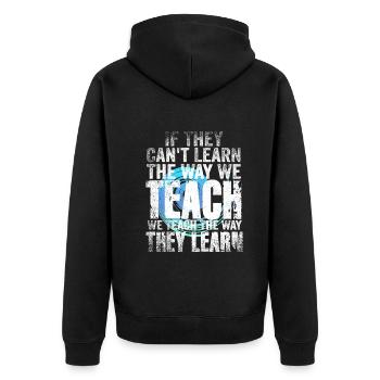 Autism Awareness SPED Teacher Learn - Unisex Premium Organic Zip Hoodie - black - Back - Nico (187cm)