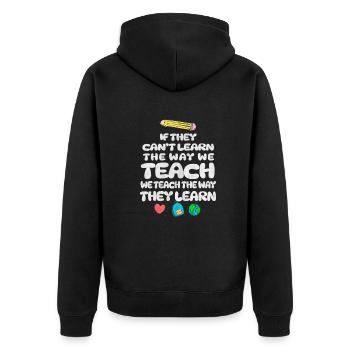 Autismus-Bewusstsein SPED Lehrer lernen - Unisex Premium Bio Zip Hoodie - Schwarz - Hinten - Nico (187cm)