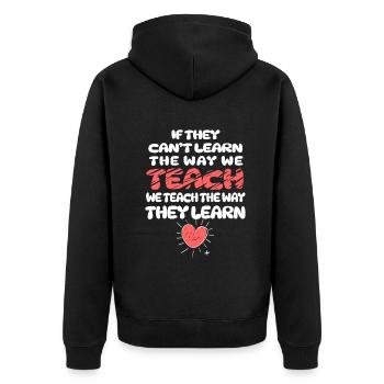 Autismus-Bewusstsein SPED Lehrer lernen - Unisex Premium Bio Zip Hoodie - Schwarz - Hinten - Nico (187cm)
