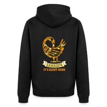 Symbole Sankofa Adinkra Ghana Noir - Veste à capuche bio Premium Unisexe - noir - Dos - Nico (187cm)