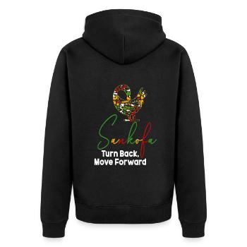 Symbole Sankofa Adinkra Ghana Noir - Veste à capuche bio Premium Unisexe - noir - Dos - Nico (187cm)