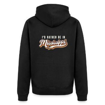 Ich wäre lieber in Mississippi - Unisex Premium Bio Zip Hoodie - Schwarz - Hinten - Nico (187cm)