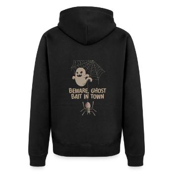 Beware Ghost Bait In Town Spooky - Unisex Premium Organic Zip Hoodie - black - Back - Nico (187cm)