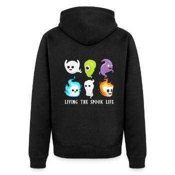 Living The Spook Life Ghost Bait - Unisex Premium Organic Zip Hoodie - black - Back - Nico (187cm)