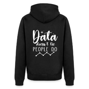 Daten lügen nicht, Menschen machen Datenanalysten - Unisex Premium Bio Zip Hoodie - Schwarz - Hinten - Nico (187cm)