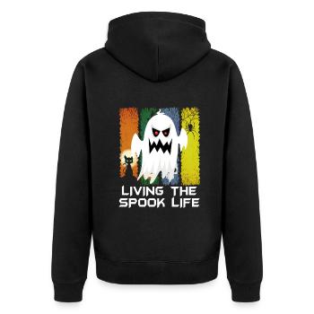 Living The Spook Life Ghost Bait - Unisex Premium Organic Zip Hoodie - black - Back - Nico (187cm)