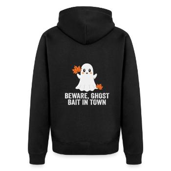 Beware Ghost Bait In Town Spooky - Unisex Premium Organic Zip Hoodie - black - Back - Nico (187cm)