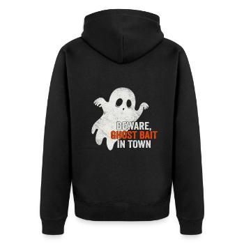 Beware Ghost Bait In Town Spooky - Unisex Premium Organic Zip Hoodie - black - Back - Nico (187cm)