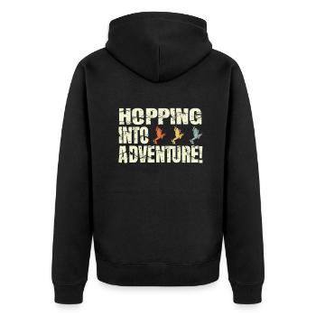 Eintauchen ins Abenteuer Frösche Natur Freude - Unisex Premium Bio Zip Hoodie - Schwarz - Hinten - Nico (187cm)