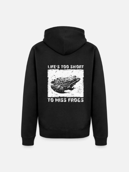 La vie est trop courte pour manquer les grenouilles - Premium økologisk unisex-hættejakke - sort