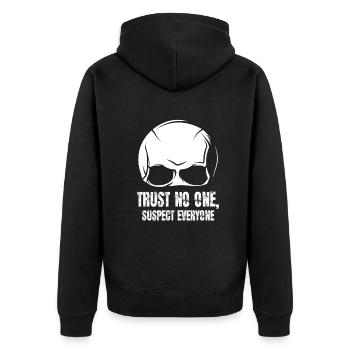 Krimi-Dinner-Spaß-Nacht - Unisex Premium Bio Zip Hoodie - Schwarz - Hinten - Nico (187cm)