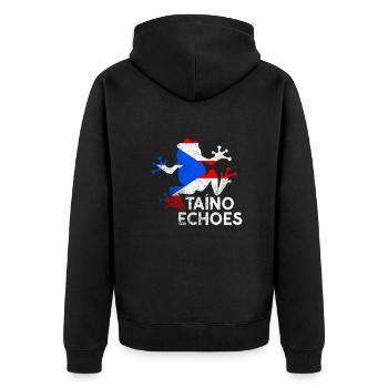 Taíno Echoes Caribbean Ancestry Pride - Unisex Premium Organic Zip Hoodie - black - Back - Nico (187cm)