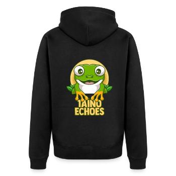 Taíno spiegelt den Stolz seiner karibischen Abstammung wider - Unisex Premium Bio Zip Hoodie - Schwarz - Hinten - Nico (187cm)